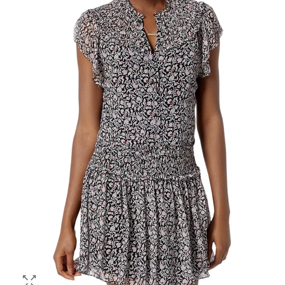 Joie Black and White Floral Mini Dress